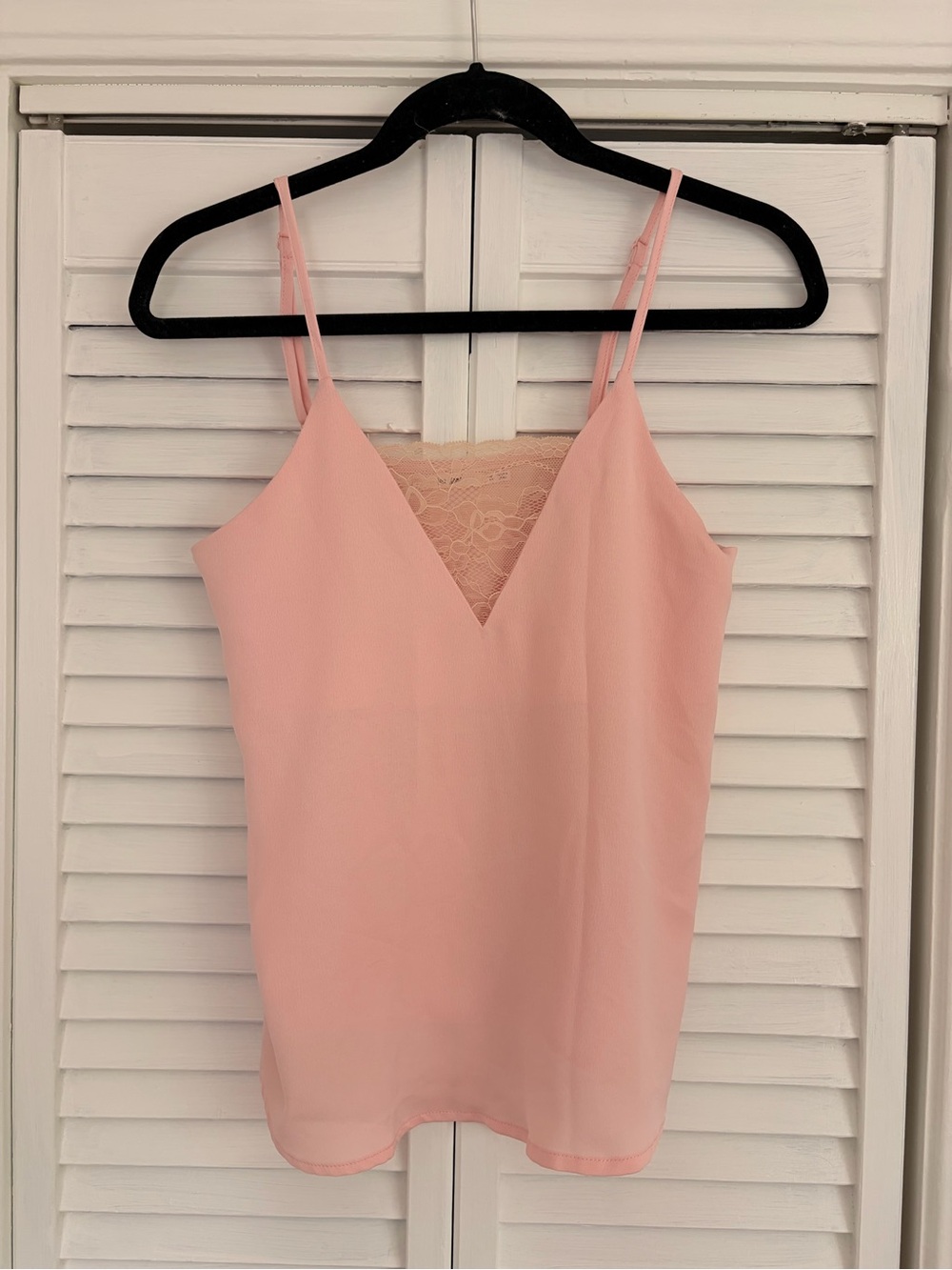 Pale Pink Lace-Inset V-Neck Camisole